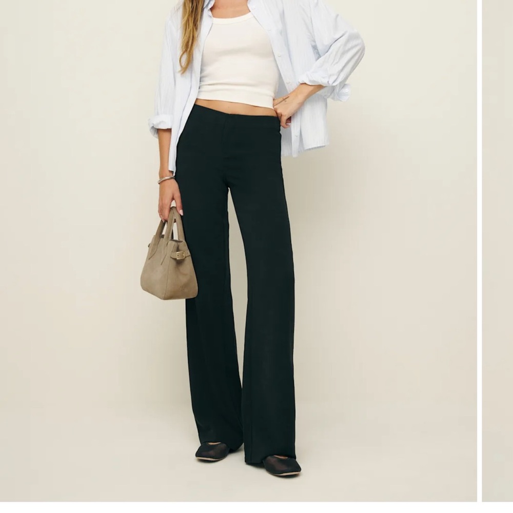 Reformation Petites Vida Low Rise Pants -  Black Wide-Leg Pants